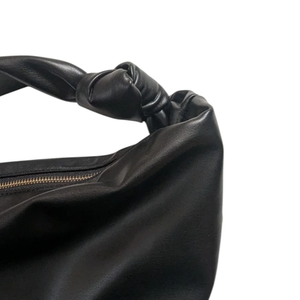 Express Black Faux Leather Crescent Hobo Bag